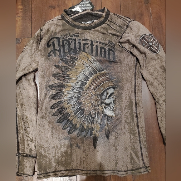 Affliction Long sleeve Men's Thermal Shirt NWT Size Large - Picture 7 of 8